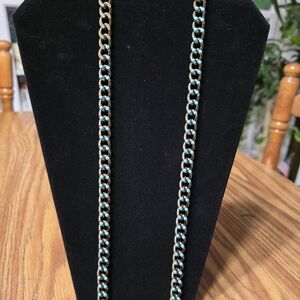 Premier Designs Gold and Blue Chain Necklace